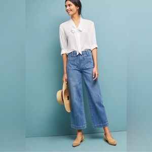 PAIGE Nellie High-Rise Wide-Leg Culotte Jeans Size 31 Hyden Wash